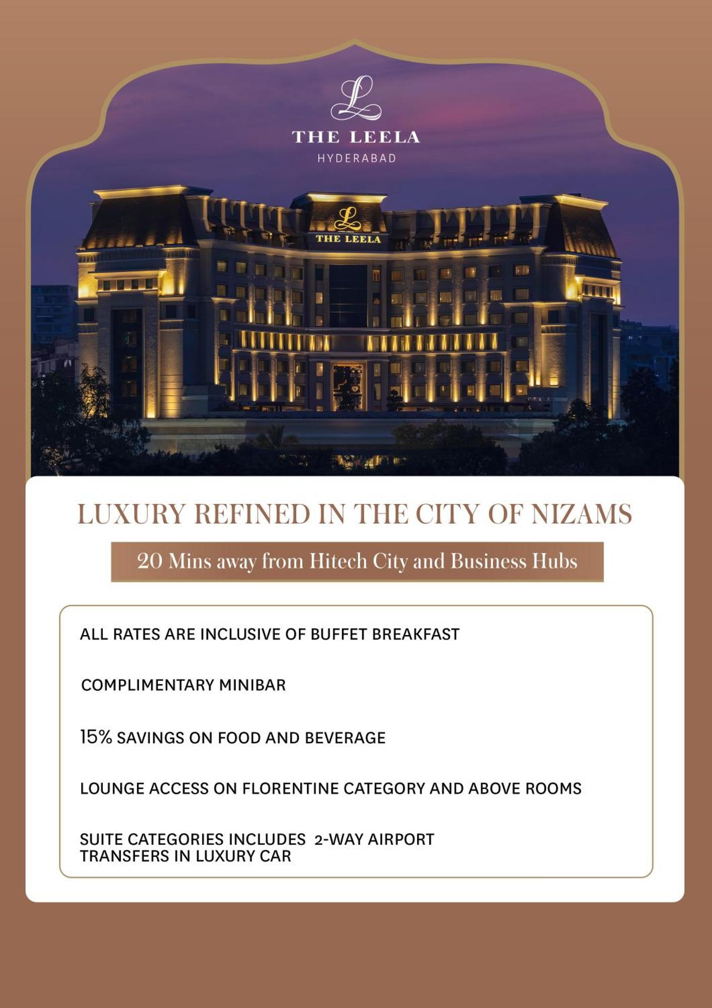 The Leela Hyderabad Banjara Hills Exterior foto